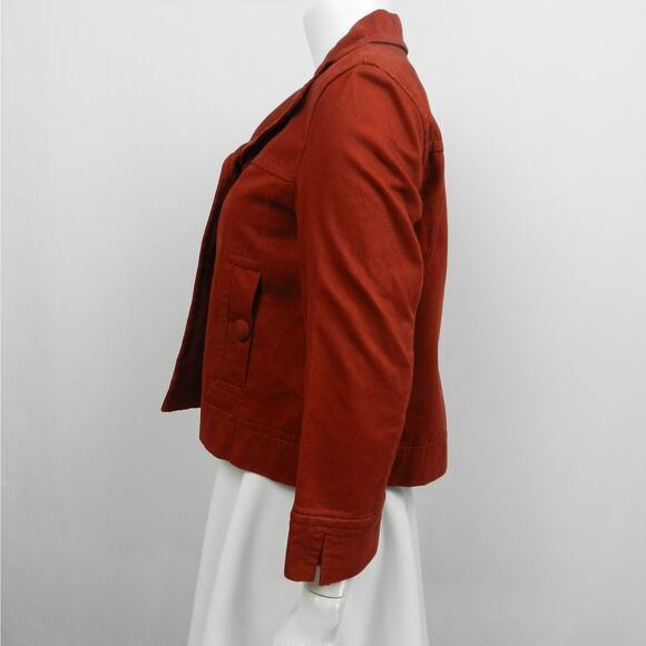 Ann Taylor Twill Peacoat Sz‎ XS Rust Red Cotton Fall Cropped Jacket - Picture 12 of 15